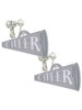 Acrylic 1.25" Silver Tone Cheer Megaphone Clip On Earrings
