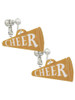 Acrylic 1.25" Gold Tone Cheer Megaphone Clip On Earrings