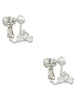 Mini Dog Bone with Heart Clip On Earrings