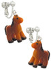 Resin Brown Pony Clip On Earrings