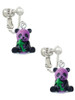 Resin Purple Panda Bear Clip On Earrings