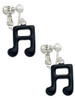 Black Sixteenth Note Clip On Earrings