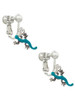 Small Teal Lizard Clip On Earrings