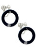 Acrylic 7/8" Ring with 4mm Crystal Black Clip On Earrings