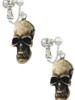 Resin Skull Clip On Earrings