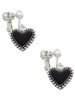 Black Heart with Beaded Border Clip On Earrings