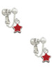 Mini 2-D Red Star Clip On Earrings
