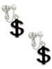 Black Dollar Sign Clip On Earrings
