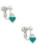 Mini Two Sided Teal Heart Clip On Earrings
