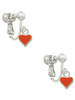 Mini Two Sided Orange Heart Clip On Earrings