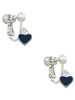 Mini Two Sided Blue Heart Clip On Earrings