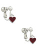 Mini Two Sided Maroon Heart Clip On Earrings