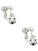 Mini Enamel Soccer ball Clip On Earrings