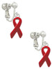 Red Ribbon Clip On Earrings
