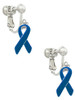 Blue Ribbon Clip On Earrings