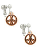 Beaded Rose Gold Tone Peace Sign Clip On Earrings