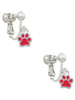 Mini Translucent Red Paw Clip On Earrings