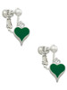 Small Long Green Heart Clip On Earrings