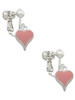 Small Long Pink Heart Clip On Earrings