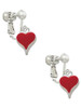 Small Long Red Heart Clip On Earrings