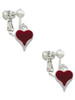 Small Long Maroon Heart Clip On Earrings