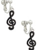 Black Clef Clip On Earrings