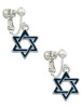 Blue Star Of David Clip On Earrings