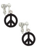 Acrylic Small Black Peace Sign Clip On Earrings