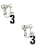 Black Number - 3 Clip On Earrings