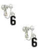 Black Number - 6 Clip On Earrings