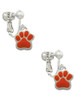 Small Orange Paw Clip On Earrings