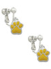 Small Yellow Paw Clip On Earrings