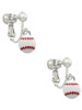 Mini Enamel Baseball Clip On Earrings