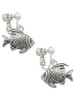 Antiqued Fish Clip On Earrings