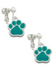 Large Teal Paw Clip On Earrings