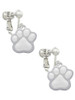 Large White Paw Clip On Earrings