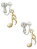Gold Tone Sixteenth Note Clip On Earrings