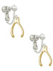 Gold Tone Wishbone Clip On Earrings