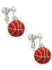 Large Enamel Basketball Clip On Earrings