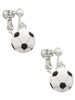 Large Enamel Soccer ball Clip On Earrings
