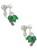Mini Enamel Palm Tree Clip On Earrings