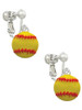 Large Optic Yellow Softball Clip On Earrings