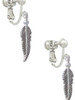 Small 3-D Feather Clip On Earrings