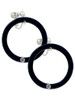 Acrylic 1 1/2" Ring with 4mm Crystal Black Clip On Earrings