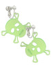 Acrylic Large Lime Green Skull Clip On Earrings