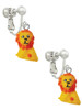 Resin Yellow Lion Clip On Earrings