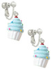 Resin White Cupcake with Blue Frosting Clip On Earrings