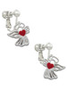 Lined Angel with Red Heart Clip On Earrings