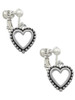 Open Heart with Beaded Border Clip On Earrings
