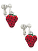 Large Enamel Strawberry Clip On Earrings